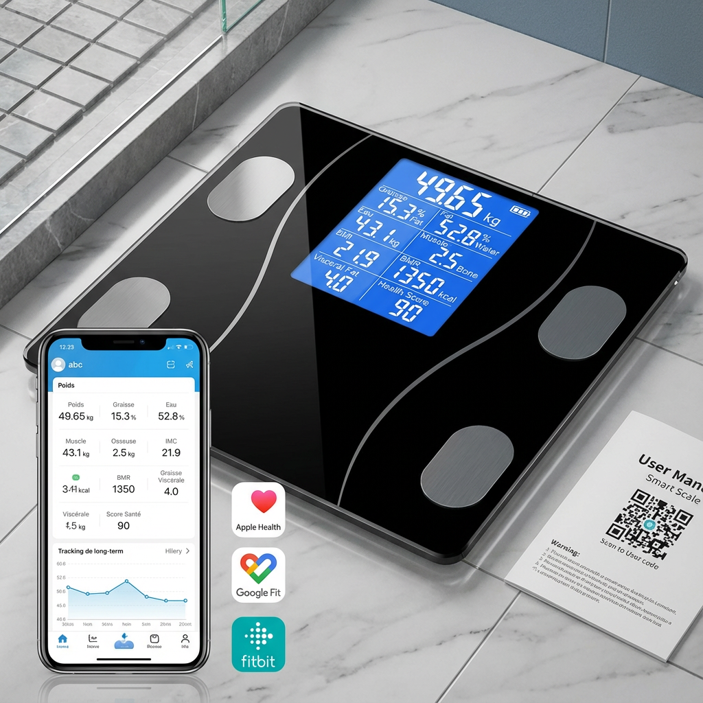 Balance Graisse Corporelle Intelligente Bluetooth - Analyseur Composition Salle de Bain