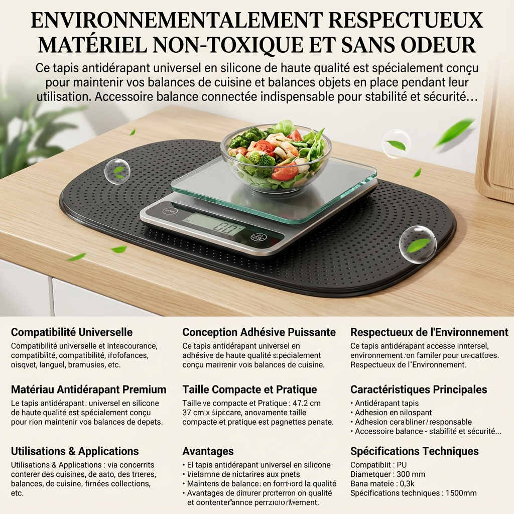 Tapis Antidérapant Silicone pour Balance Cuisine - Protection & Stabilité